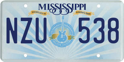 MS license plate NZU538