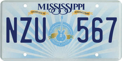 MS license plate NZU567