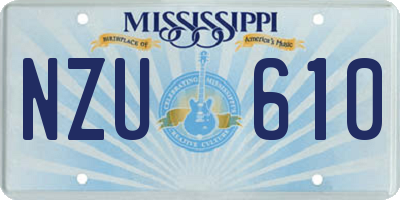 MS license plate NZU610