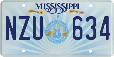 MS license plate NZU634