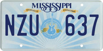 MS license plate NZU637
