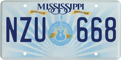 MS license plate NZU668
