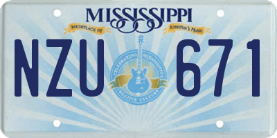 MS license plate NZU671