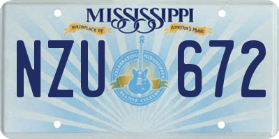 MS license plate NZU672