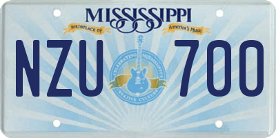 MS license plate NZU700