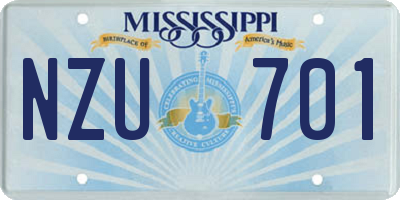 MS license plate NZU701