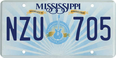 MS license plate NZU705