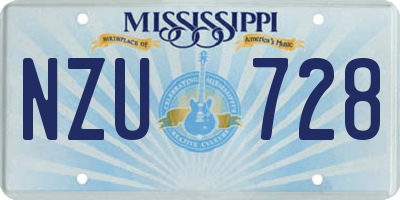 MS license plate NZU728