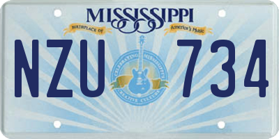 MS license plate NZU734
