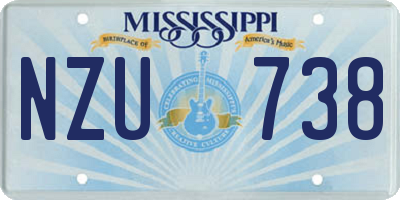 MS license plate NZU738