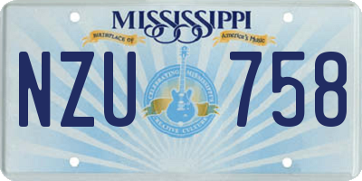 MS license plate NZU758