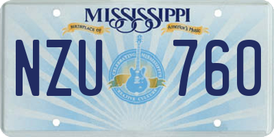 MS license plate NZU760