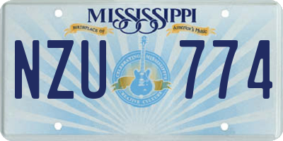 MS license plate NZU774
