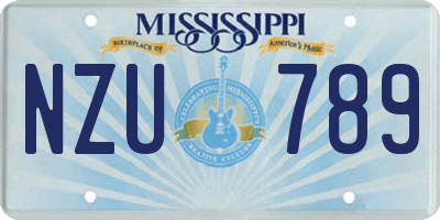 MS license plate NZU789