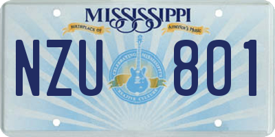 MS license plate NZU801