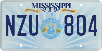 MS license plate NZU804