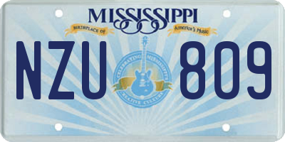MS license plate NZU809
