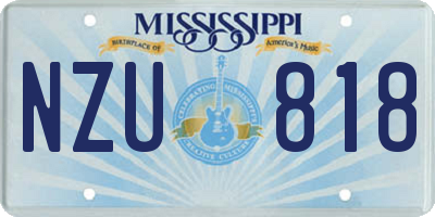 MS license plate NZU818