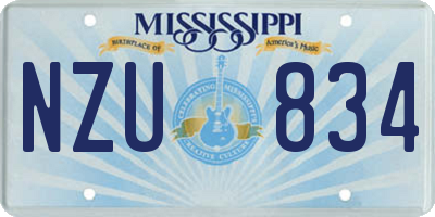 MS license plate NZU834