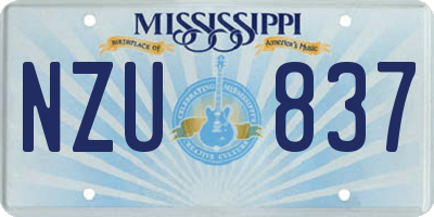 MS license plate NZU837