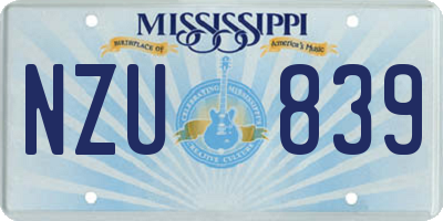 MS license plate NZU839