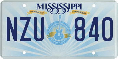 MS license plate NZU840