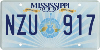MS license plate NZU917