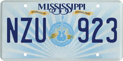 MS license plate NZU923