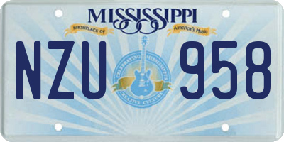 MS license plate NZU958