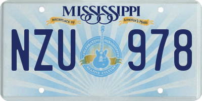 MS license plate NZU978