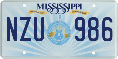 MS license plate NZU986