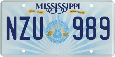 MS license plate NZU989