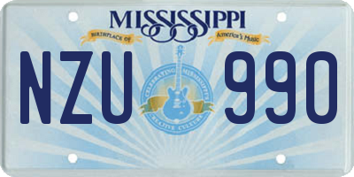 MS license plate NZU990