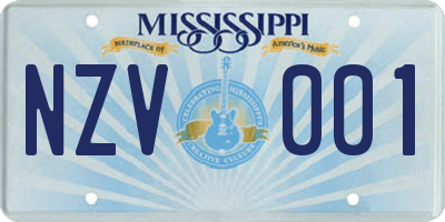 MS license plate NZV001