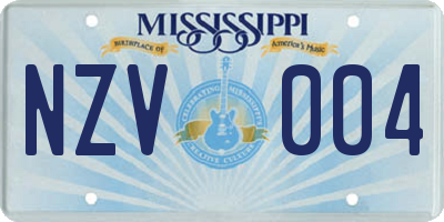 MS license plate NZV004