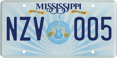 MS license plate NZV005