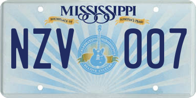 MS license plate NZV007
