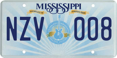 MS license plate NZV008
