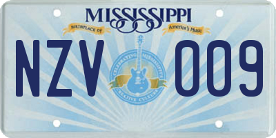 MS license plate NZV009