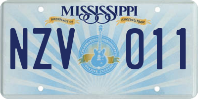 MS license plate NZV011