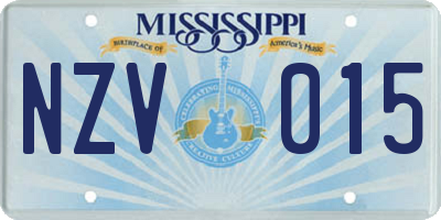 MS license plate NZV015