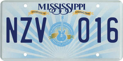MS license plate NZV016