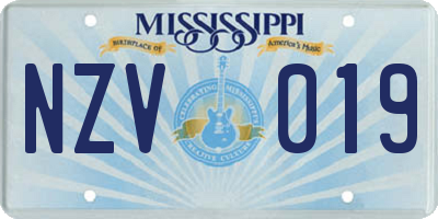 MS license plate NZV019