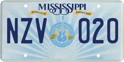 MS license plate NZV020
