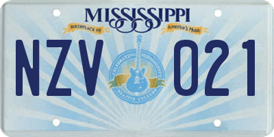 MS license plate NZV021