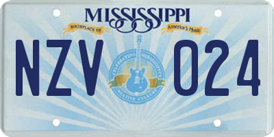 MS license plate NZV024