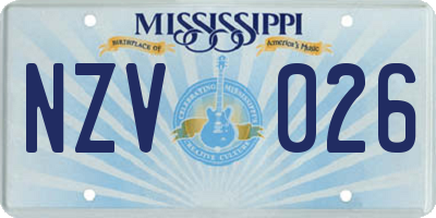 MS license plate NZV026