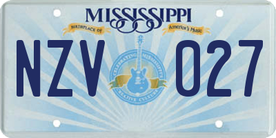 MS license plate NZV027