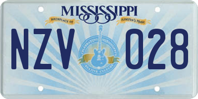 MS license plate NZV028