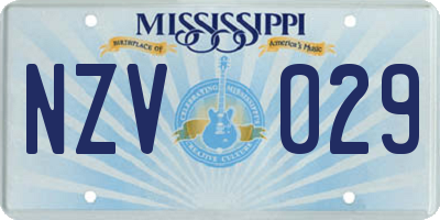 MS license plate NZV029